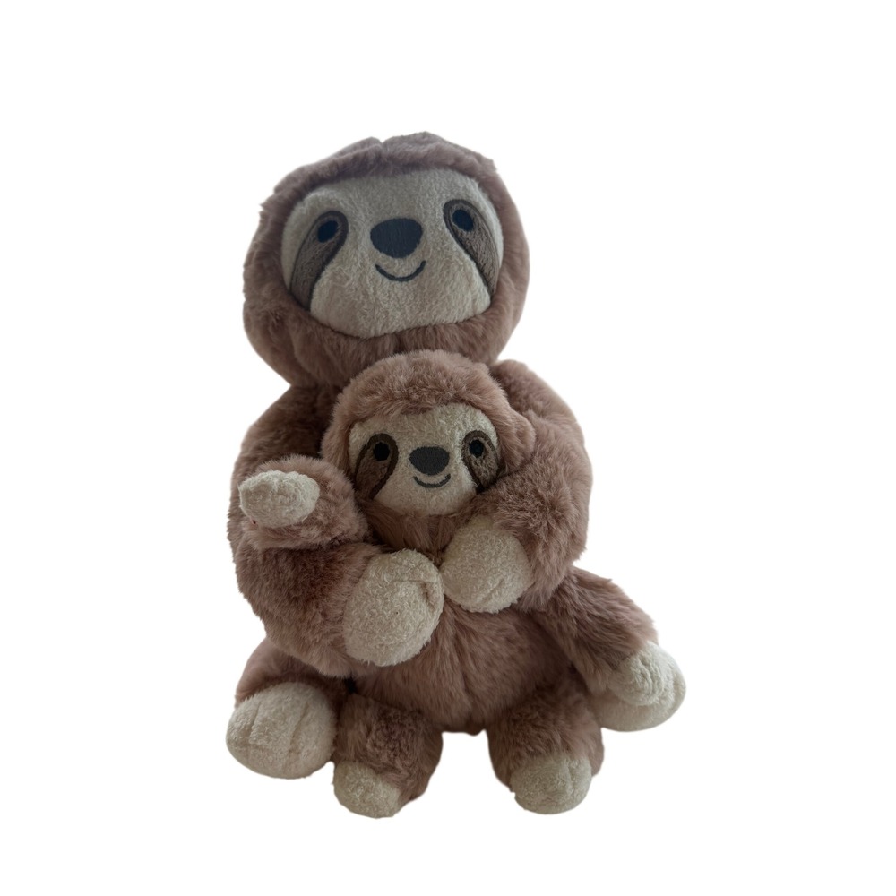 Cloud Island Sloth Plush 12" Mother and Baby Duo Brown Soft Stuffed Toy Like New